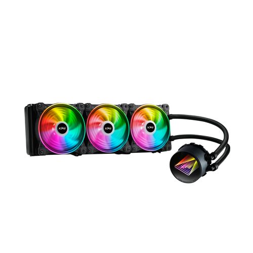 Enfriador liquido XPG LEVANTE X 360. Tres vent. ARGB 120 mm. Radiador aluminio 360mm. Intel: LGA 1700 - 1200, 115x y AMD: AM5, AM4. LEVANTEX360-BKCWW