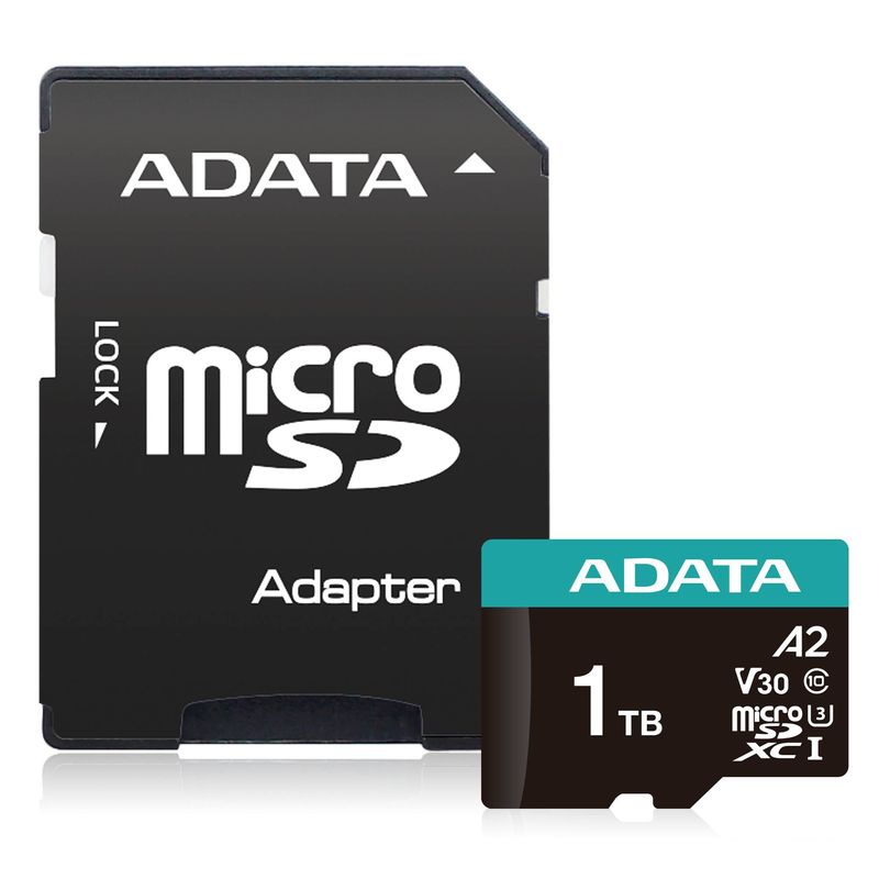 Micro-Secure-Digital-ADATA-microSDXC-SDHC-UHS-I-U3-V30-1TB-Clase-10--A2----Velocidad-de-lectura---escritura-hasta-100-85--MB-s--AUSDX1TUI3V30SA2-RA1