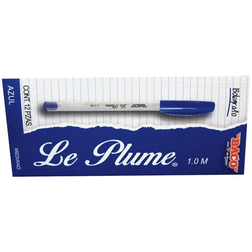 Bolígrafo Punto Mediano Stick Azul Caja con 12 Piezas Le Plume