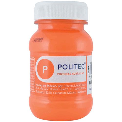 Pintura Acrílica Naranja Claro Frasco con 100 ml Politec 33231