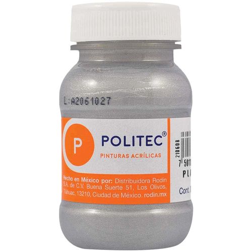 Pintura Acrílica Plata Frasco con 100 ml Politec 54709