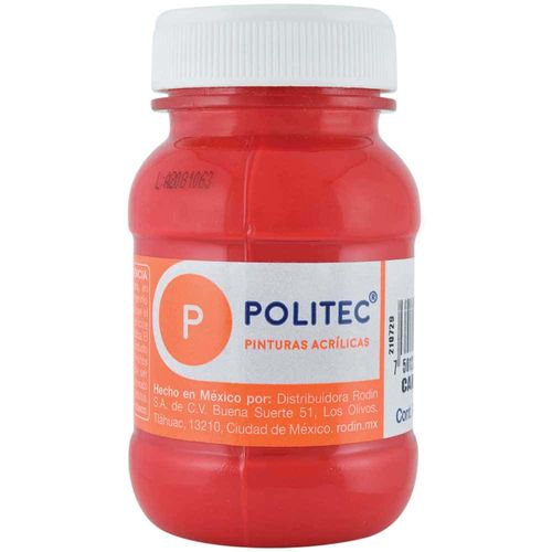 Pintura Acrílica Rojo Carmín Frasco con 100 ml Politec 31930