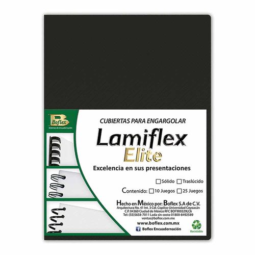 Pasta para Engargolar Tamaño Carta con 2 Negro (25 Juegos cada uno) de 16 Puntos Lamiflex