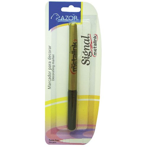 Marcador Permanente Delgado Oro Blister con 1 Pieza Metalink