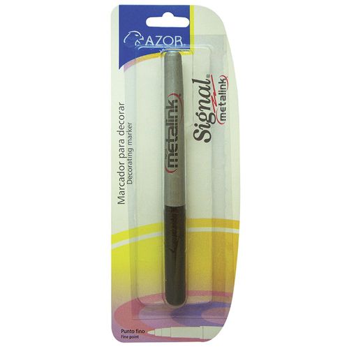 Marcador Permanente Delgado Plata Blister con 1 Pieza Metalink