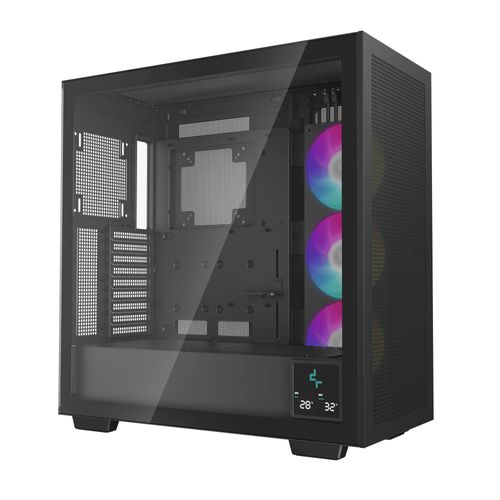 Gabinete Deepcool R-MORPHEUS - Compatibilidad: ATX; E-ATX, GPU de hasta 480mm. Incluye 3 ventiladores ARGB 140 mm. Capacidad 9 ventiladores de 120mm o