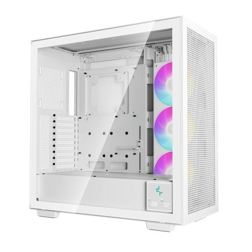 Gabinete Deepcool R-MORPHEUS - Compatibilidad: ATX; E-ATX, GPU de hasta 480mm. Incluye 3 ventiladores ARGB de 140mm. Capacidad 9 ventiladores de 120mm