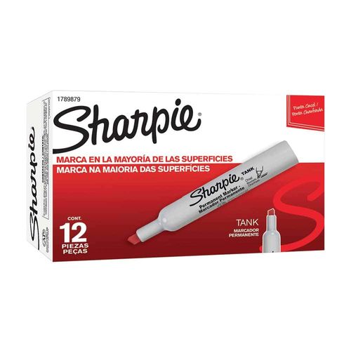 Marcador Permanente Grueso Rojo Caja con 12 Piezas Sharpie.