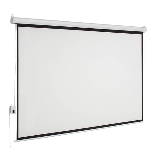 Pantalla de Proyección Eléctrica de Colgar MSE-183 - MULTIMEDIA SCREEN, 2.44x1.83m. 120 pulgadas diagonales. Incluye C.R. Inalámbrico  y alámbrico