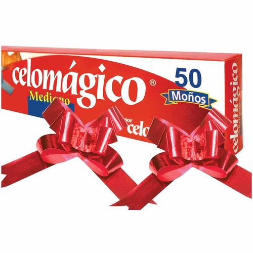 Moño para Regalo Mediano Metálico Rojo Bolsa con 50 Piezas Celomágico Janel 4380000102