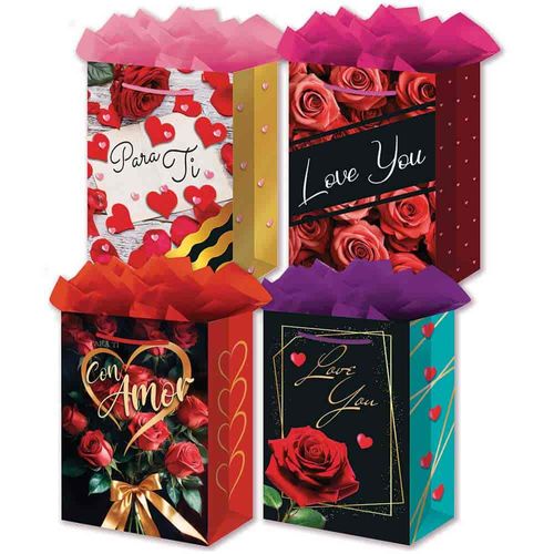 Bolsa de Cartón Regalo Mediana de 20 x 29 x 10 cm Romántica PADCOLOR 3079-7