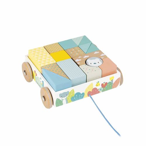 Carrito con Cubos para Pasear Juego de Madera para Niños Janod J05152