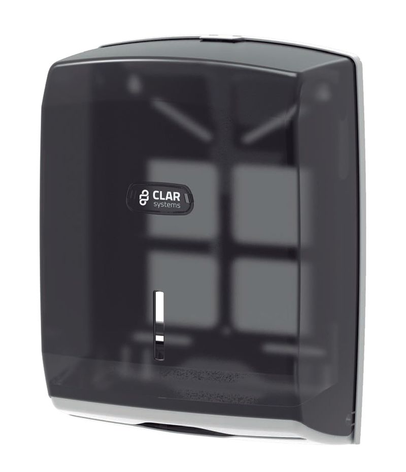 Dispensador-de-Toalla-Inter-doblada-Innova-ABS-antiestatico.-CLAR-SYSTEMS.-Color-Humo.-Capacidad-para-600-toallas---