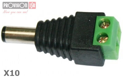 Adaptador de energía para cámaras DC Macho - Paquete de 10 piezas