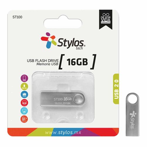 Memoria USB de 16 GB Metálica Stylos STMUSB2B