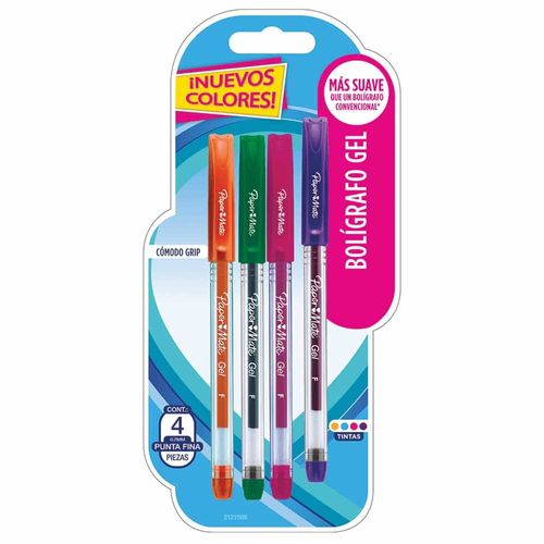 Bolígrafo Gel Stick 7 mm Blíster con 4 Piezas Paper Mate