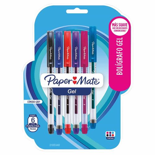 Bolígrafo de Gel Stick de 7 mm Colores Surtidos Blíster con 6 Piezas Paper Mate 2185340