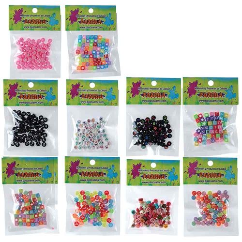 Cuentas Plasticas Decorativas Cuadro Letras para Realizar Pulseras, Accesorios y Recuerdos Pascua PI-LETRA-S
