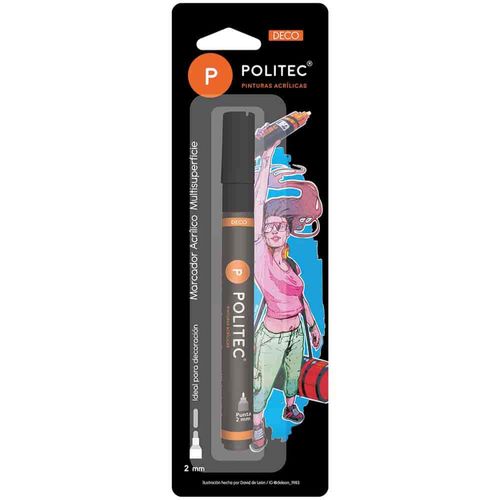 Marcador Acrílico Permanente Negro Blíster con 1 Pieza Politec Rodin 23278