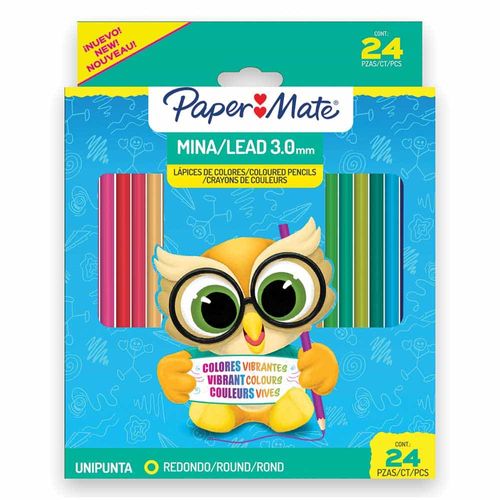 Lápices de Colores con 24 Piezas Largos Redondos 3.0 mm Paper Mate 2209345