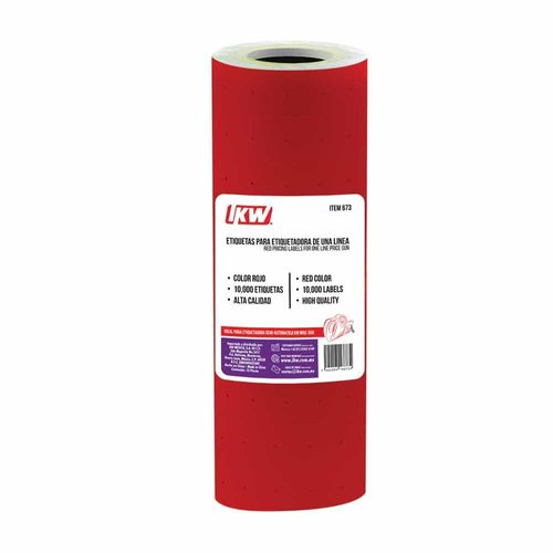 Rollo de Etiquetas Roja para Etiquetadora (10 Rollos con 1,000 Etiquetas c/u) KW 0673