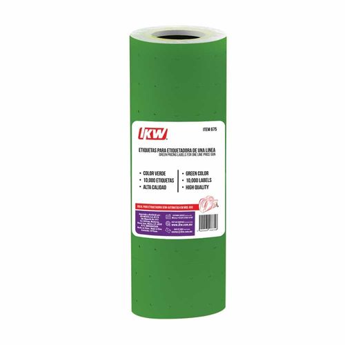 Rollo de Etiquetas Verde para Etiquetadora (10 Rollos con 1,000 Etiquetas c/u) KW 0675