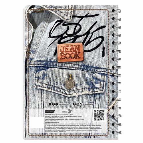 Cuaderno Espiral de 200 Hojas Profesional de Cuadro Grande Moda Jean Book