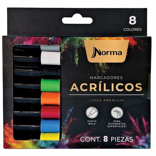 Marcador para Colorear Grueso Acrílico Surtido Blíster con 8 Piezas Norma 589493