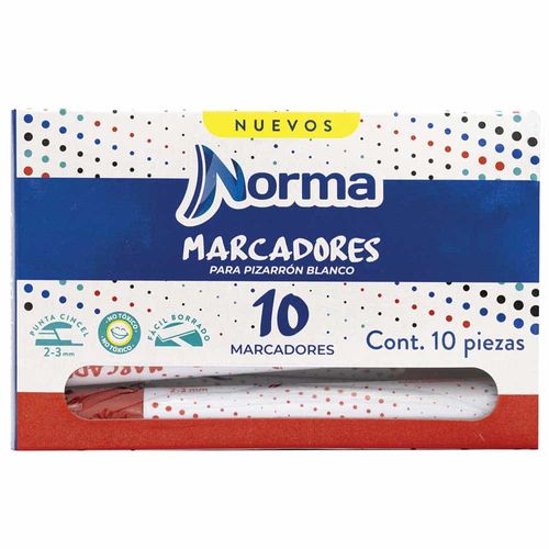 Marcador para Pizarrón Grueso Rojo Caja con 10 Piezas Norma 587613