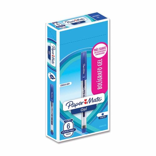 Bolígrafo de Gel Stick de 7 mm Azul Caja con 6 Piezas Paper Mate 2066230