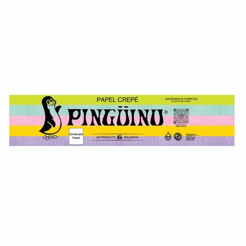 Papel Crepé Colores Pastel Surtidos Bolsa con 10 pzas Pingüino