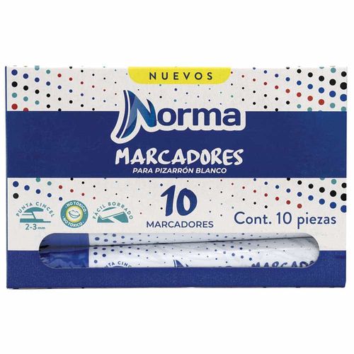 Marcador para Pizarrón Grueso Azul Caja con 10 Piezas Norma 587614