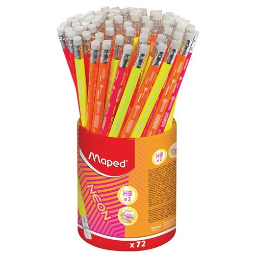 Lápiz de Grafito con Goma HB Colores Neon Bote con 72 Piezas Maped Black´Peps 851789ZV