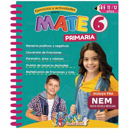 Libro de Matemáticas 6to Primaria con 160 Páginas Editorial García 1512