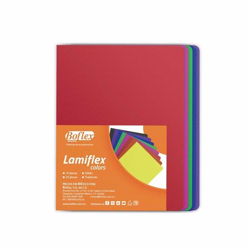Pasta para Engargolar Tamaño Carta Colores Surtidos Rayado con 25 Juegos (50 Piezas) Lamiflex Boflex LCMIX