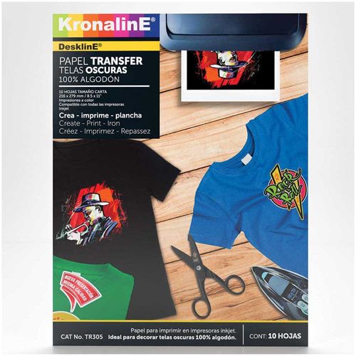 Papel Transfer para Telas Oscuras Paquete con 10 Hojas KRONALINE TR305