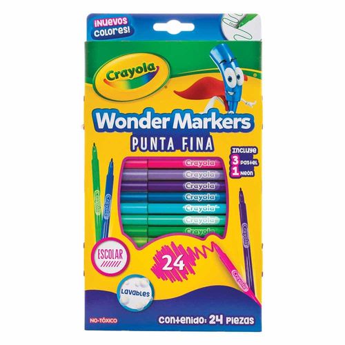 Marcador para Colorear Delgado Caja con 24 Piezas Wonder Markers Crayola 580082