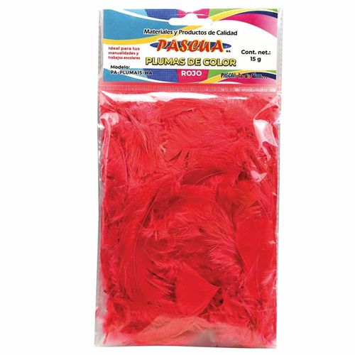 Plumas para Manualidades Color Rojo con 15g Pascua