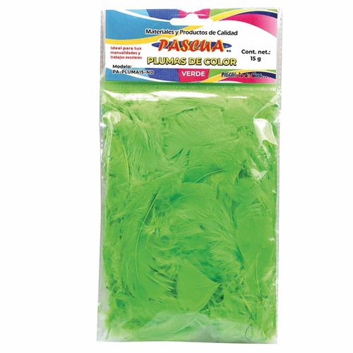 Plumas para Manualidades Color Verde con 15g Pascua