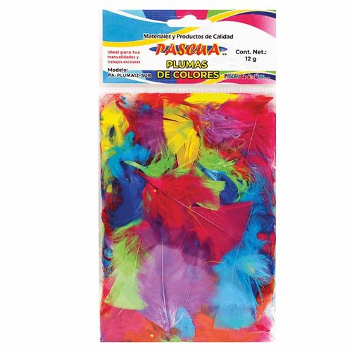 Plumas para manualidades  colores basicos  surtidos con 20pzas pascua