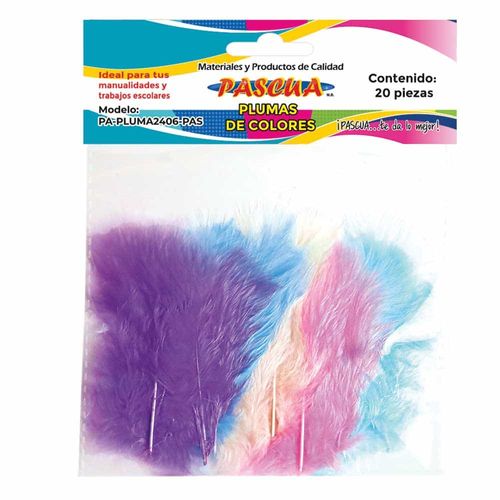 Plumas para Manualidades Color Pastel  Esponjadas de 7-10 cm 20 pzas Pascua