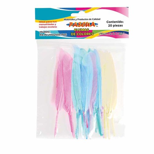 Plumas para Manualidades Color Pastel de 13-15cm con 20 g Pascua