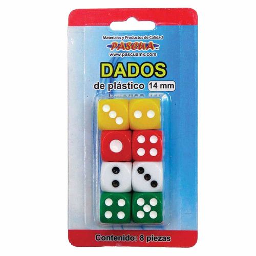 Dados de 14 mm Colores Surtidos Blíster con 8 Piezas Pascua DAP-14008B
