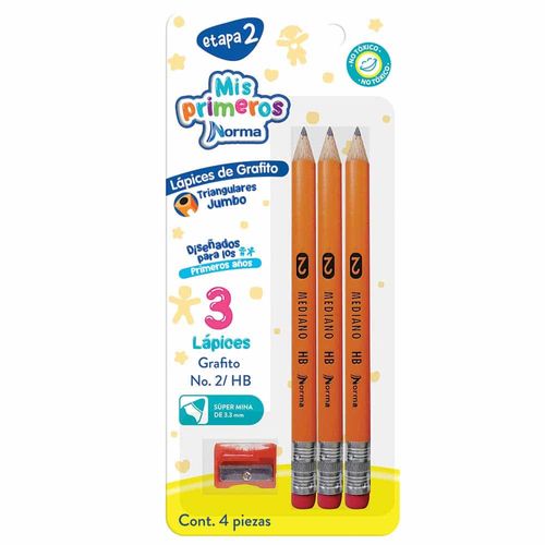 Lápiz Entrenador con Sacapuntas Blíster con 3 Piezas Norma 580208