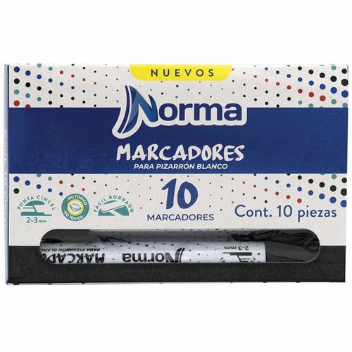 Marcador para Pizarrón Grueso Negro Caja con 10 Piezas Norma 587612