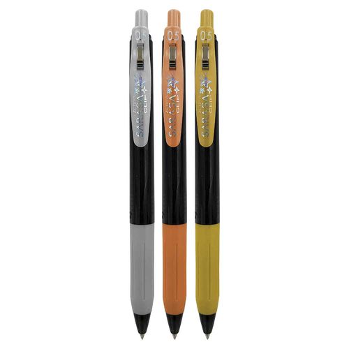 Bolígrafo Gel Retráctil 5 mm Metálico Blíster con 3 Piezas SARASA 809MTF