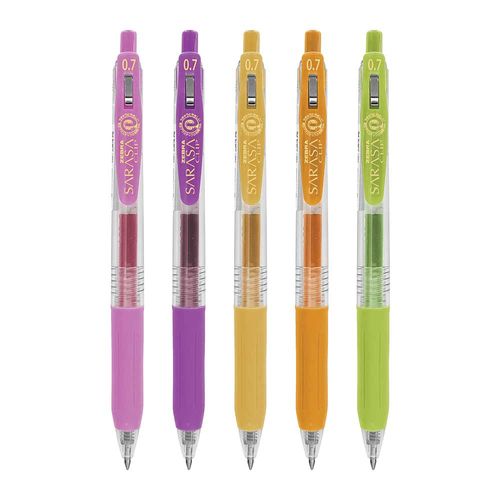 Bolígrafo Gel Retráctil 7mm Fashion Estuche con 5 Piezas Clip SARASA 808SSM