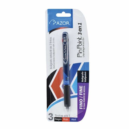 Bolígrafo Punto Fino Tricolor Blíster con 1 Pieza Pin Point Azor 301.6131CS
