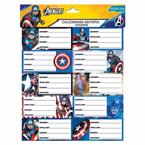 Calcomanía (Stiicker) para Materias Capitán América Blíster con 20 Stickers Granmark 126-917