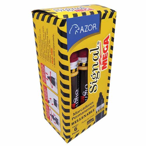 Marcador Permanente Aluminio Grueso Rojo Caja con 6 Piezas Signal Azor 301.1500RO